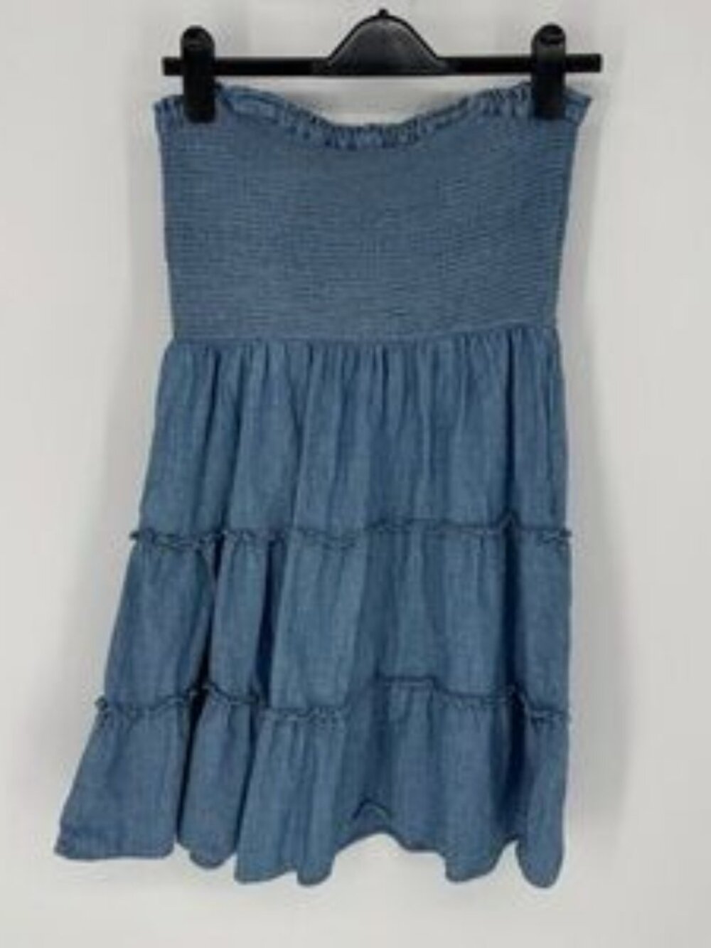 Bohemian western coastal, cowgirl, whimsical Denim smock mini dress